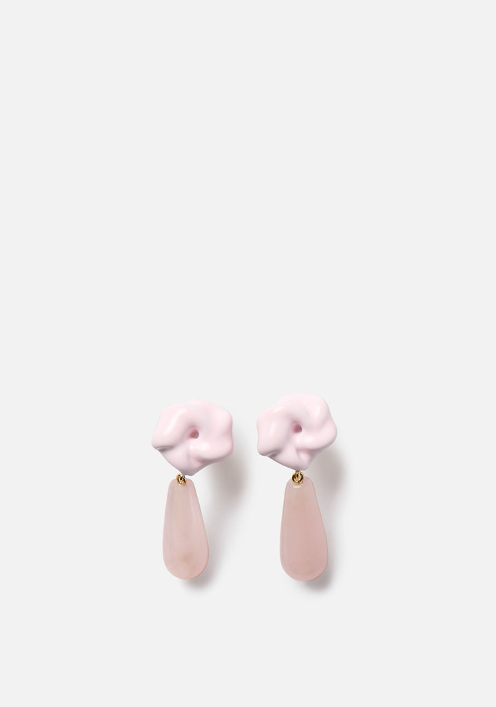 Enamel & Rose Quartz Earrings