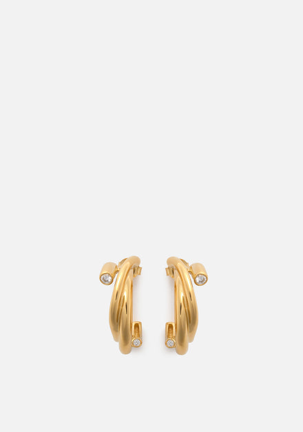 Double Hoop Earrings With Cubiz Zirconia