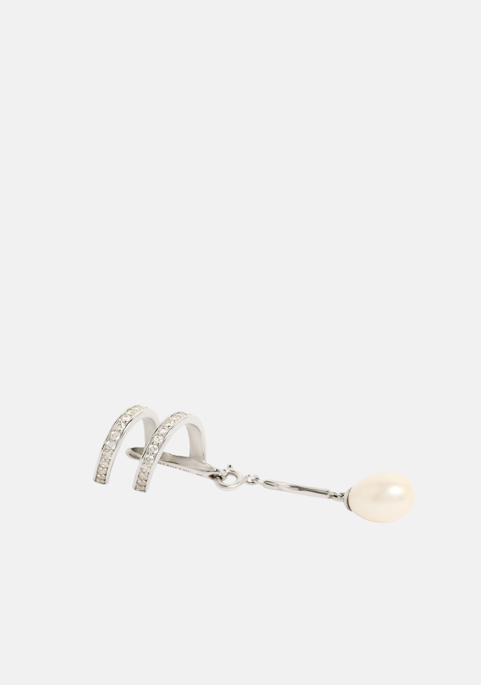 Encrusted Spiral Pearl Drop Earcuff