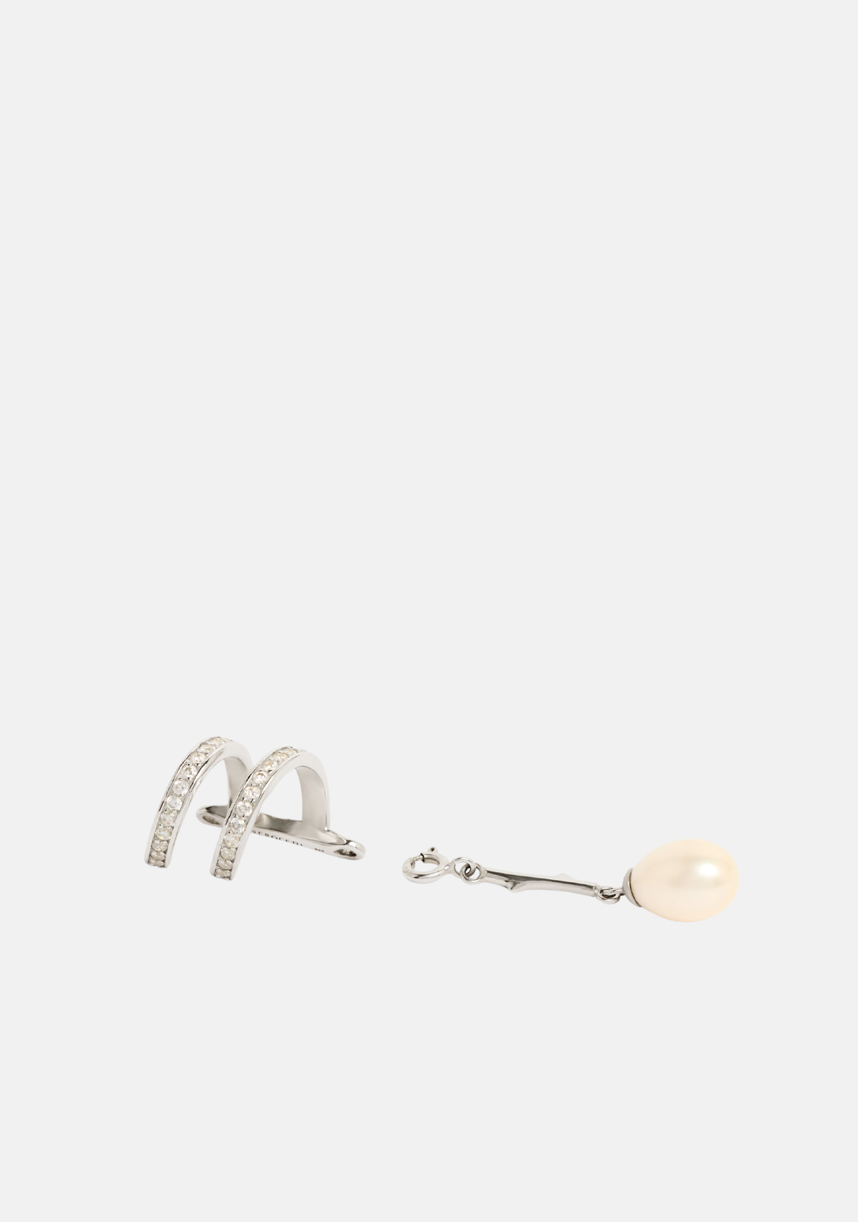 Encrusted Spiral Pearl Drop Earcuff