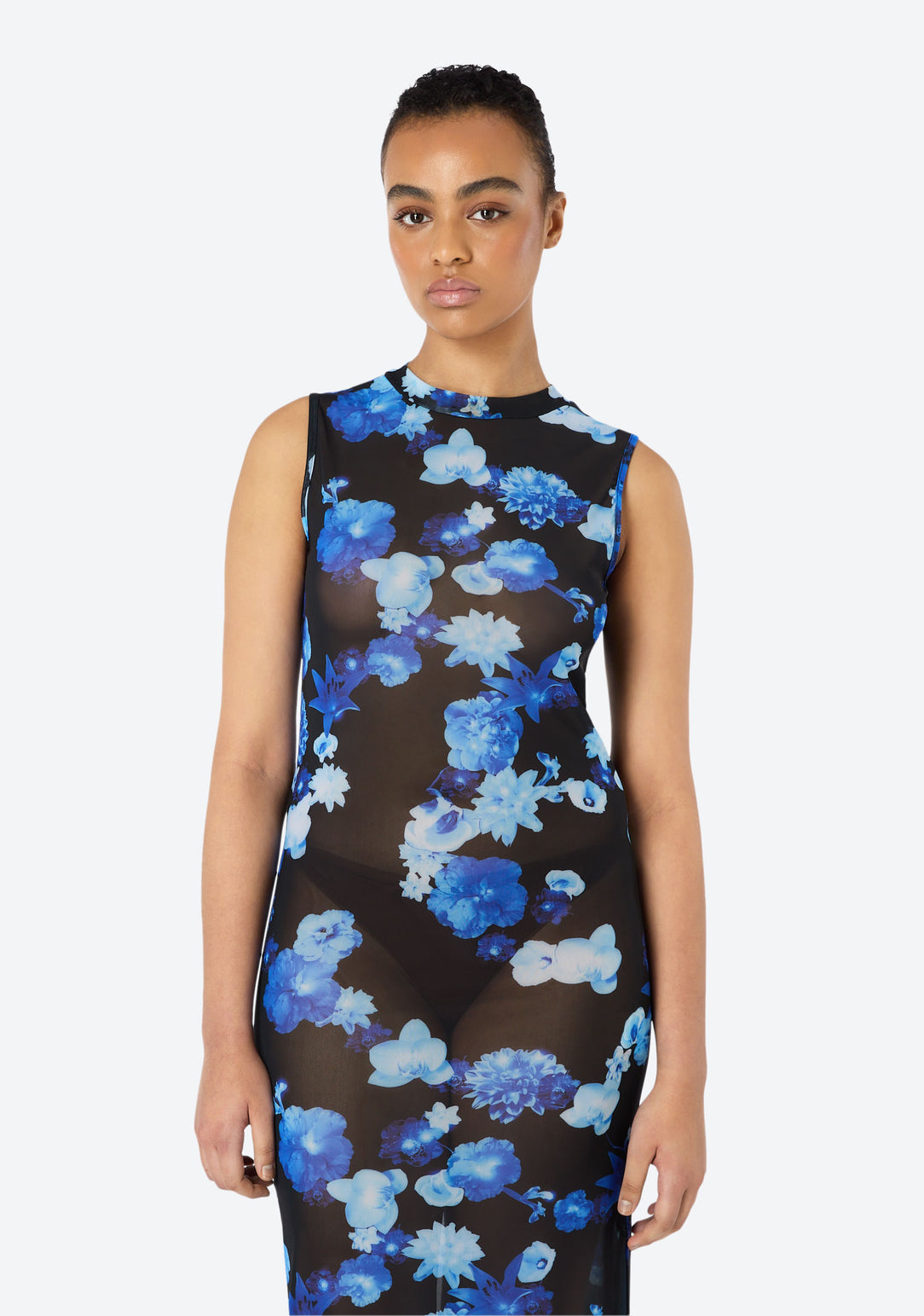 Floral print shop mesh dress