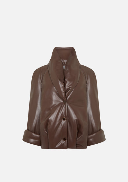 Eco-Leather Puffed Coat