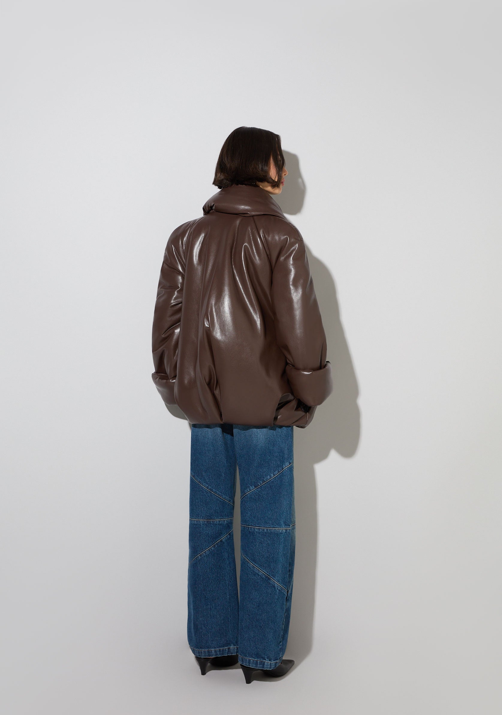 Eco-Leather Puffed Coat