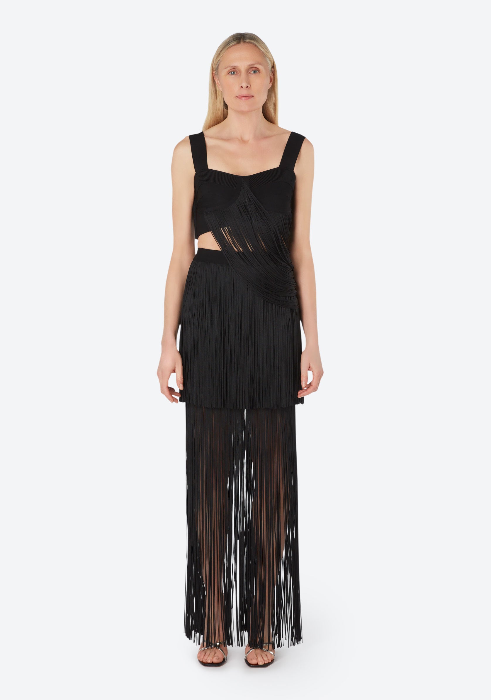 Bcbgmaxazria fringe 2024 black skirt