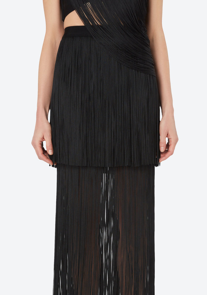 Black tiered 2025 fringe skirt