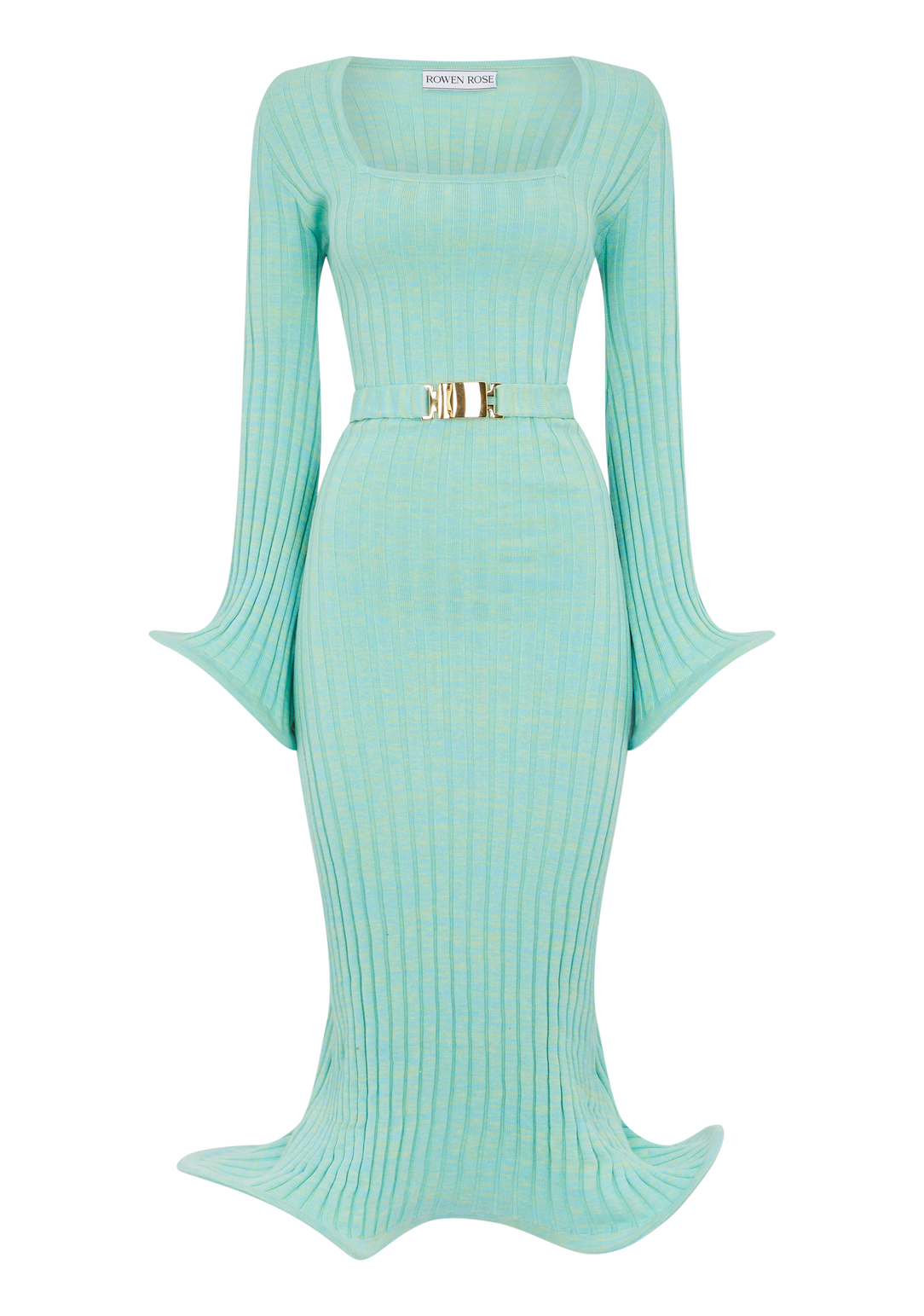 Ribbed-Knit Cotton Wavy Dress