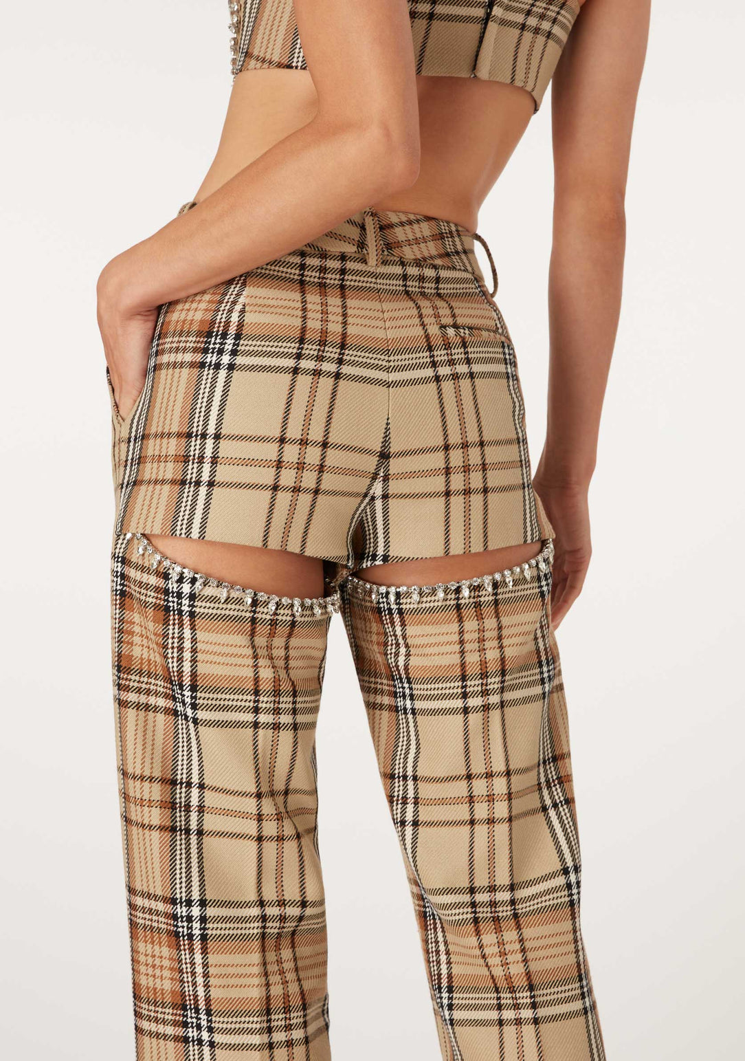 R13 plaid-patterned cropped trousers price in Doha Qatar | Compare Prices